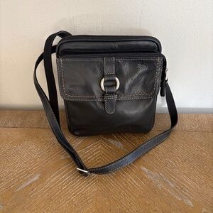 Fossil Vintage Black Leather Shoulder Crossbody Handbag